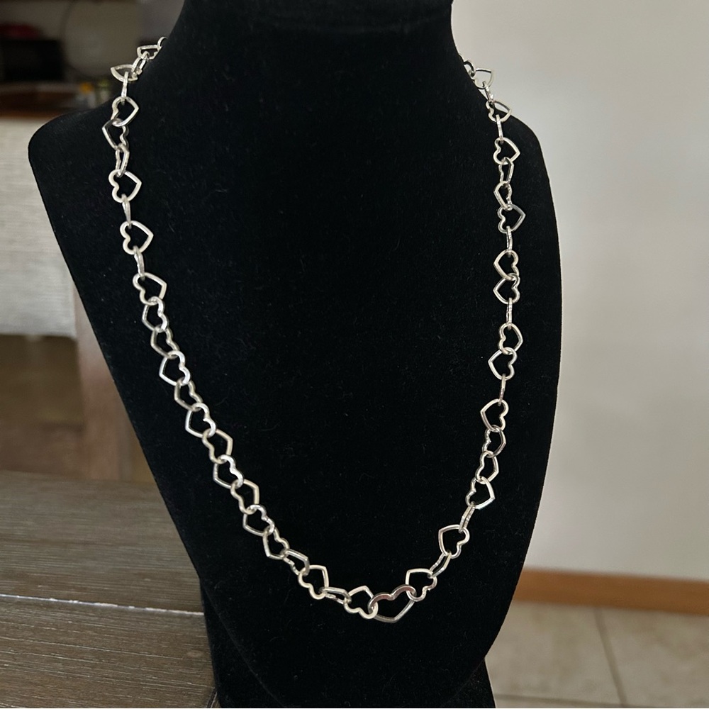 Linked Hearts Collier Necklace .925 Silver - Picture 1 of 7